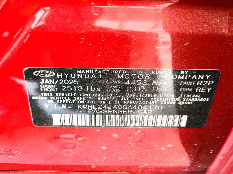 2025 Hyundai Sonata მანქანა იყიდება აუქციონზე, vin: KMHL24JA0SA484170, აუქციონის ნომერი: 49472996