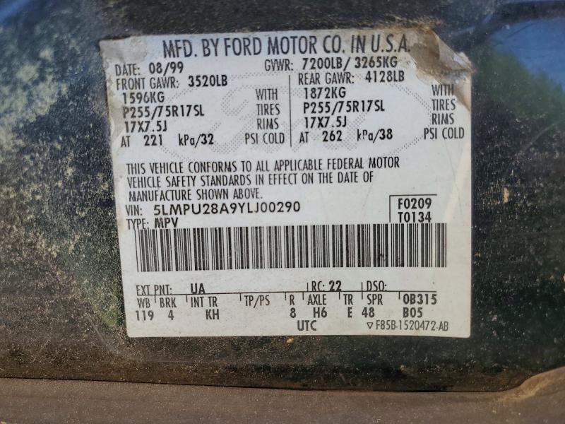48108216 :رقم المزاد ، 5LMPU28A9YLJ00290 vin ، 2000 Lincoln Townhouse Navigator مزاد بيع