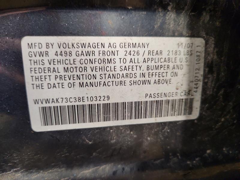 2008 Volkswagen Passat მანქანა იყიდება აუქციონზე, vin: WVWAK73C38E103229, აუქციონის ნომერი: 51242286