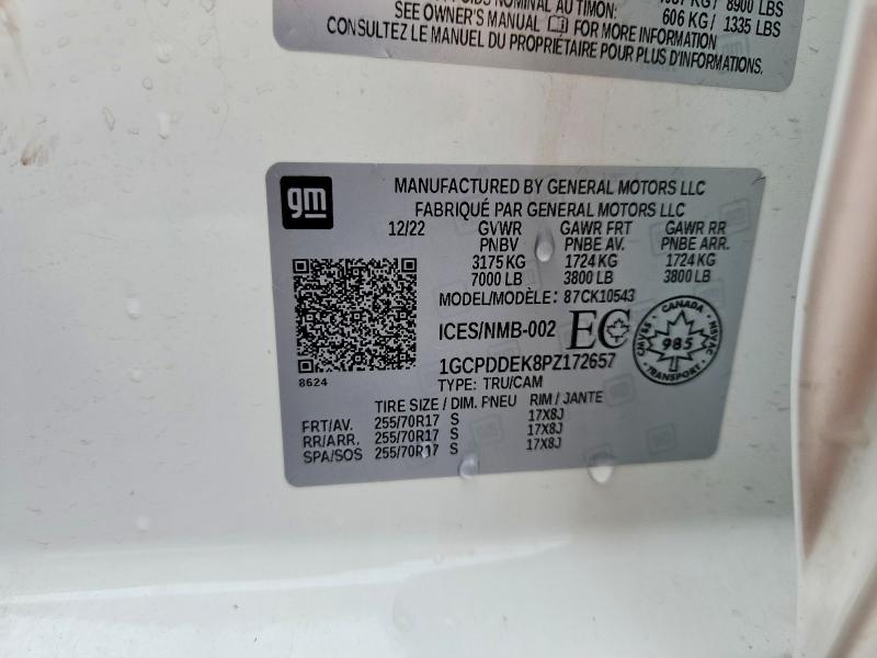 2023 Chevrolet Silverado მანქანა იყიდება აუქციონზე, vin: 1GCPDDEK8PZ172657, აუქციონის ნომერი: 50263526