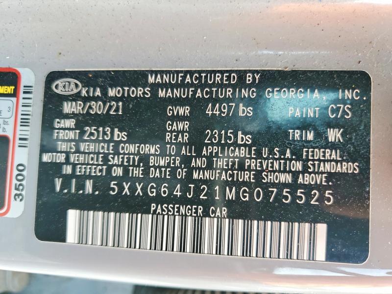 Продаж на аукціоні авто 2021 Kia K5, vin: 5XXG64J21MG075525, номер лоту: 51453806