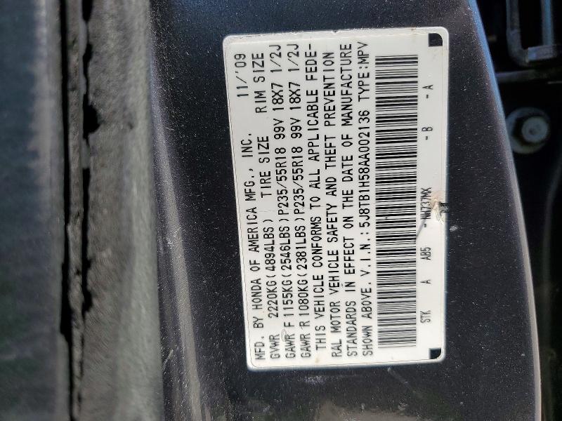 50259236 :رقم المزاد ، 5J8TB1H58AA002136 vin ، 2010 Acura Rdx مزاد بيع