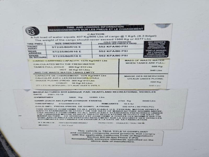 Aukcja sprzedaży 2022 Heartland Rv Trailers, vin: 5SFCB3728NE490887, numer aukcji: 50043286