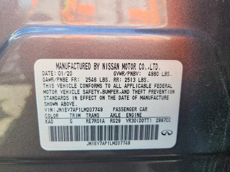 Продажа на аукционе авто 2020 Infiniti Q50, vin: JN1EV7AP1LM207749, номер лота: 51526776
