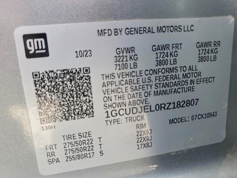 Продажа на аукционе авто 2024 Chevrolet Silverado, vin: 1GCUDJEL0RZ182807, номер лота: 48088876