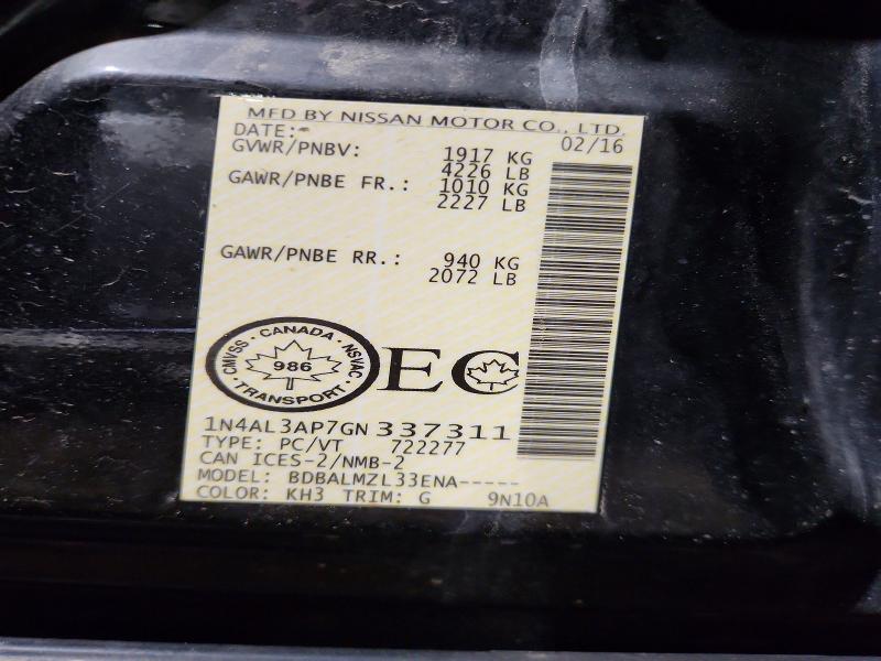 Продаж на аукціоні авто 2016 Nissan Altima, vin: 1N4AL3AP7GN337311, номер лоту: 48111146
