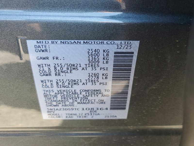 Aukcja sprzedaży 2026 Nissan Murano, vin: 5N1AZ3DS9TC108364, numer aukcji: 51023686
