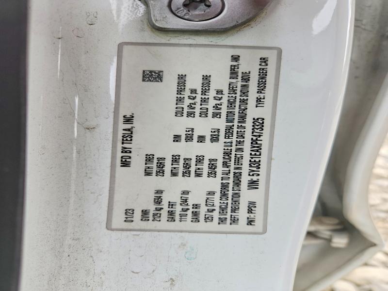 50340606 :رقم المزاد ، 5YJ3E1EAXPF473325 vin ، 2023 Tesla Model 3 مزاد بيع