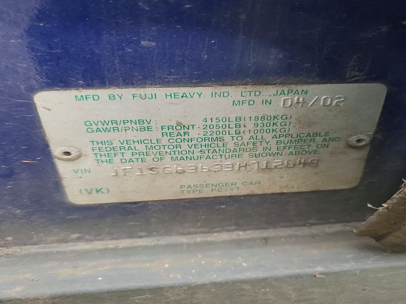 2003 Subaru Forester მანქანა იყიდება აუქციონზე, vin: JF1SG63633H712649, აუქციონის ნომერი: 50082136