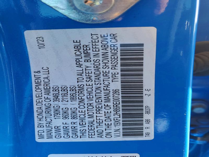 Продаж на аукціоні авто 2024 Honda Civic, vin: 19XFL2H86RE007286, номер лоту: 50362146
