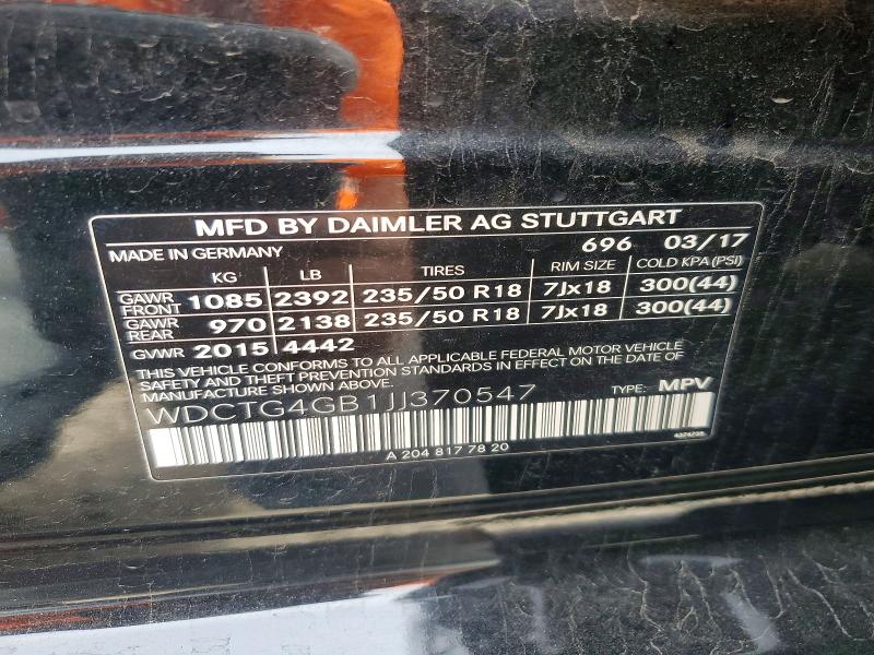 Aukcja sprzedaży 2018 Mercedes-benz Gla, vin: WDCTG4GB1JJ370547, numer aukcji: 51535466