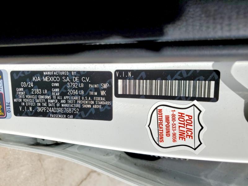 Продажа на аукционе авто 2024 Kia Forte, vin: 3KPF24AD3RE768752, номер лота: 46063226