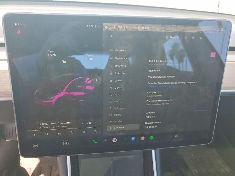 2020 Tesla Model 3 მანქანა იყიდება აუქციონზე, vin: 5YJ3E1EA9LF799580, აუქციონის ნომერი: 49513556