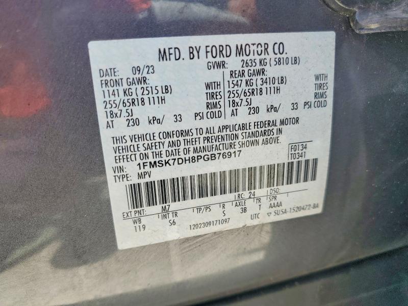 49752256 :رقم المزاد ، 1FMSK7DH8PGB76917 vin ، 2023 Ford Explorer مزاد بيع