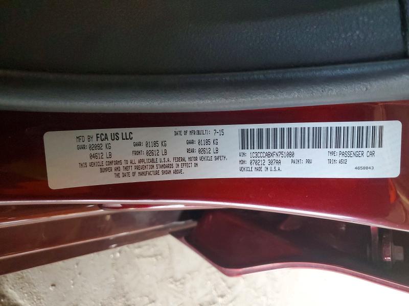 2015 Chrysler 200 მანქანა იყიდება აუქციონზე, vin: 1C3CCCABXFN751080, აუქციონის ნომერი: 50697006