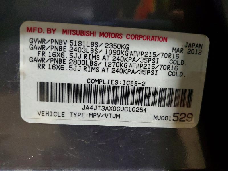 Aukcja sprzedaży 2012 Mitsubishi Outlander, vin: JA4JT3AX0CU610254, numer aukcji: 51367096