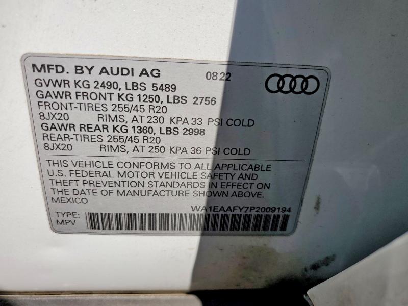 Aukcja sprzedaży 2023 Audi Q5, vin: WA1EAAFY7P2009194, numer aukcji: 48134136