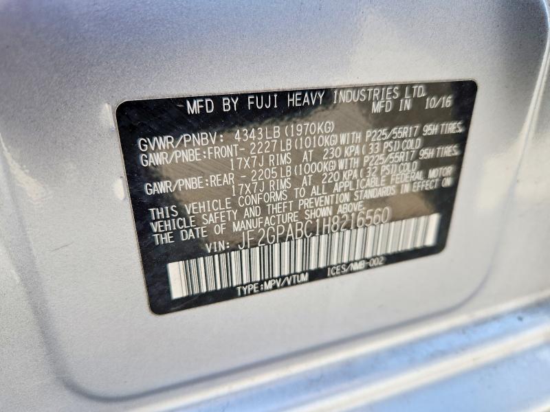 2017 Subaru Crosstrek მანქანა იყიდება აუქციონზე, vin: JF2GPABC1H8216560, აუქციონის ნომერი: 50047916