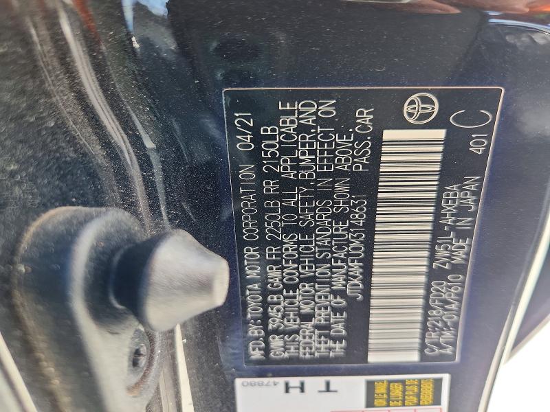 Продаж на аукціоні авто 2021 Toyota Prius, vin: JTDKAMFU0M3148631, номер лоту: 50044906