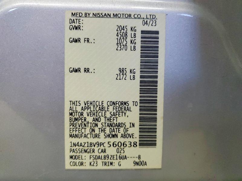 50324896 :رقم المزاد ، 1N4AZ1BV9PC560638 vin ، 2023 Nissan Leaf مزاد بيع