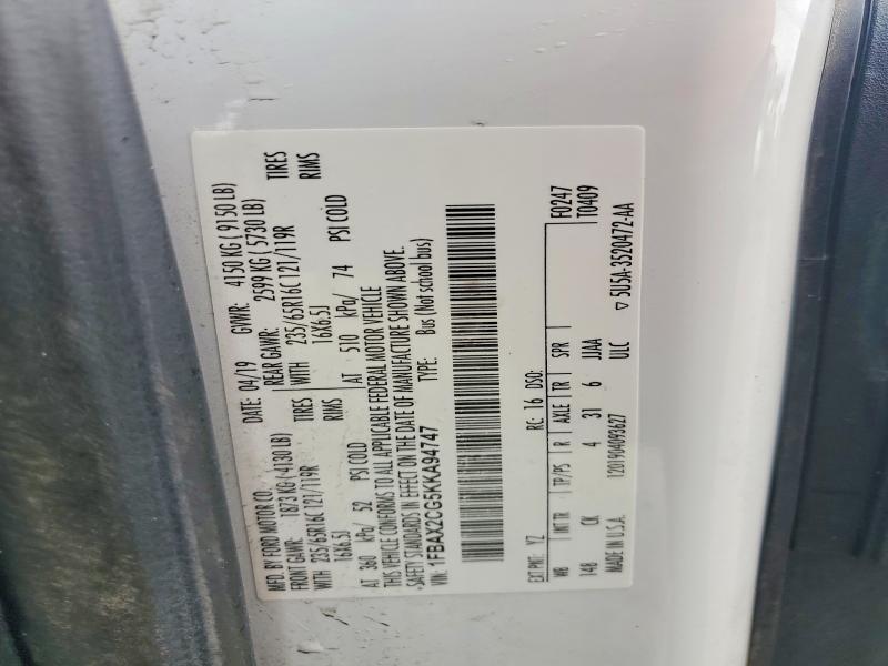 Продажа на аукционе авто 2019 Ford Transit, vin: 1FBAX2CG5KKA94747, номер лота: 49793696
