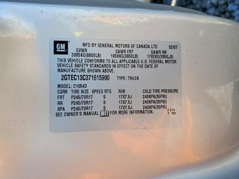 Продаж на аукціоні авто 2007 Gmc New Sierra, vin: 2GTEC13C371615990, номер лоту: 49177416