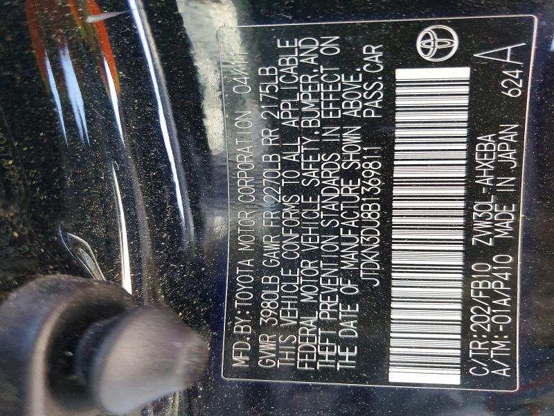 Aukcja sprzedaży 2011 Toyota Prius, vin: JTDKN3DU8B1369811, numer aukcji: 49872036