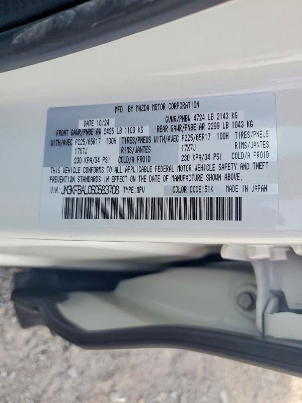 49610576 :رقم المزاد ، JM3KFBAL0S0583708 vin ، 2025 Mazda Cx-5 مزاد بيع