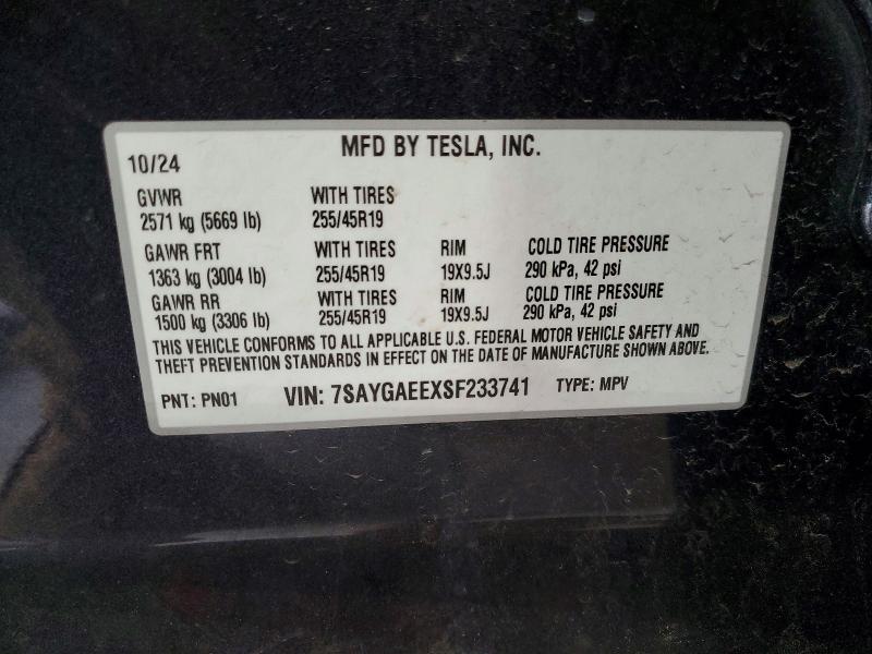 Продаж на аукціоні авто 2025 Tesla Model Y, vin: 7SAYGAEEXSF233741, номер лоту: 51413286