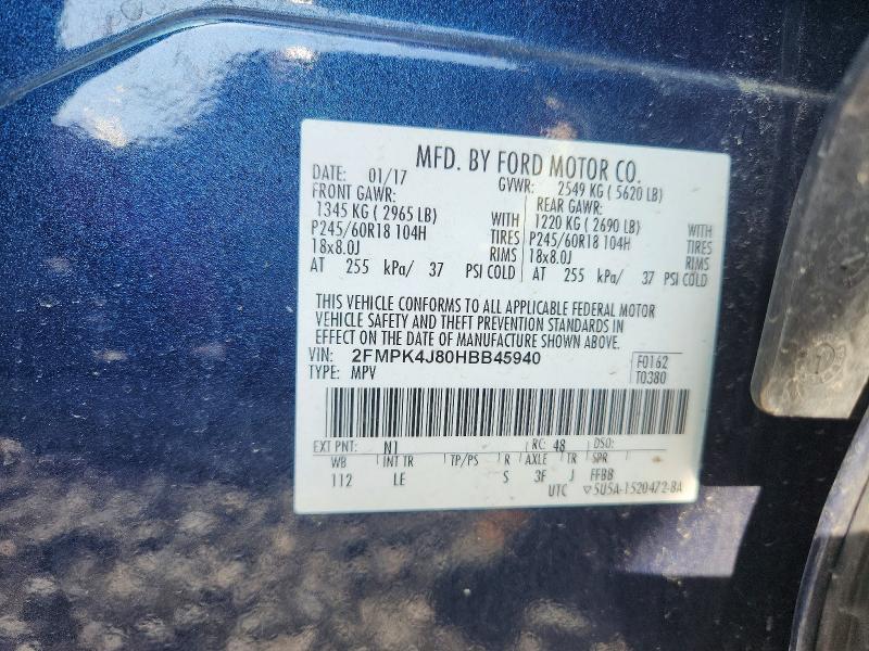 Aukcja sprzedaży 2017 Ford Edge, vin: 2FMPK4J80HBB45940, numer aukcji: 48713256