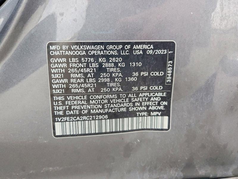 Aukcja sprzedaży 2024 Volkswagen Atlas Cross Sport, vin: 1V2FE2CA2RC212906, numer aukcji: 49034906