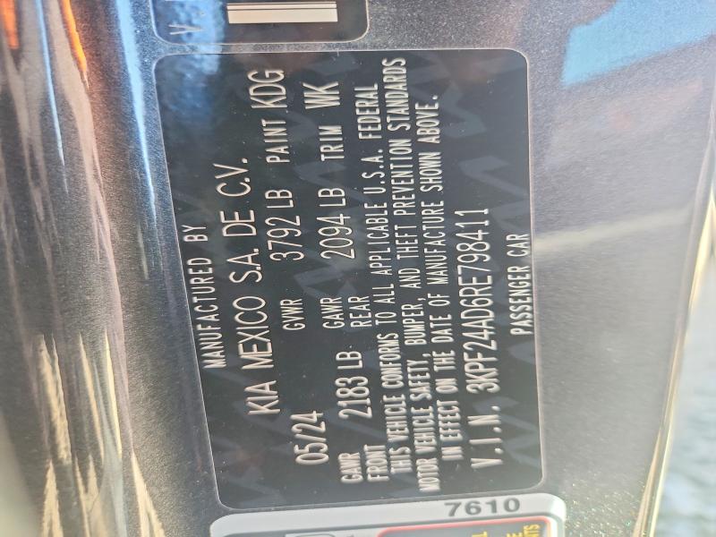 2024 Kia Forte მანქანა იყიდება აუქციონზე, vin: 3KPF24AD6RE798411, აუქციონის ნომერი: 48965246