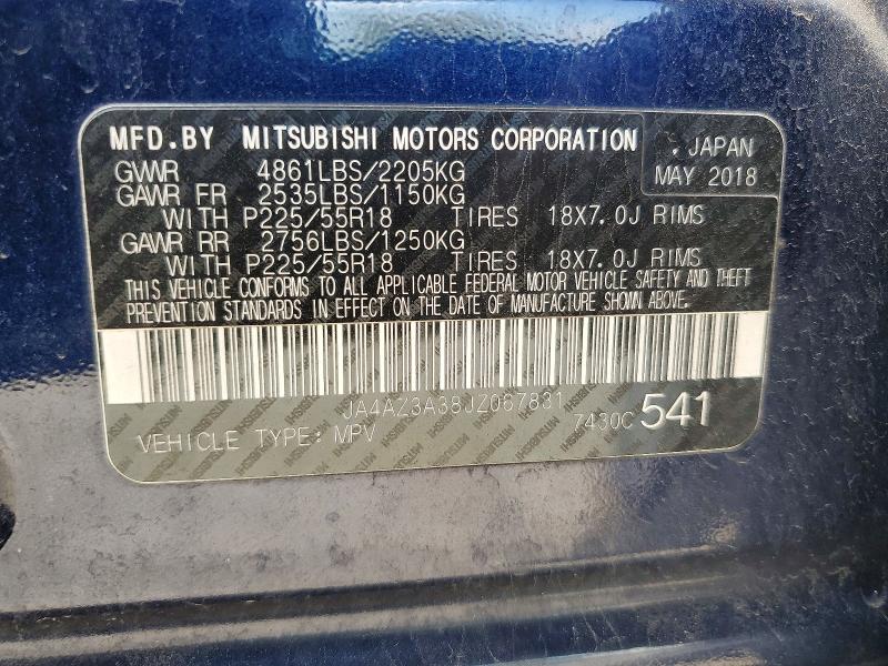 Продаж на аукціоні авто 2018 Mitsubishi Outlander, vin: JA4AZ3A38JZ067831, номер лоту: 51112346