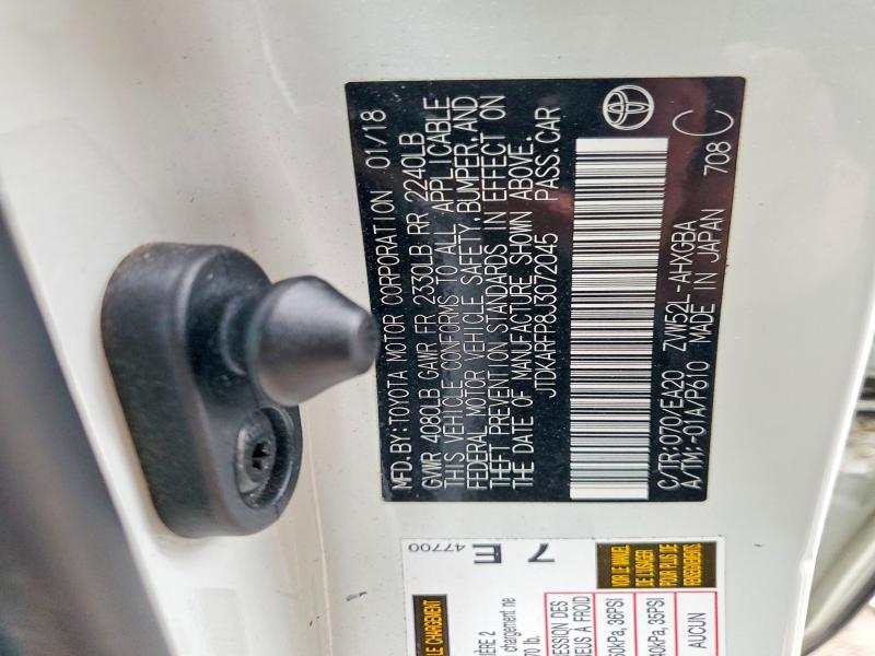 2018 Toyota Prius Prime მანქანა იყიდება აუქციონზე, vin: JTDKARFP8J3072045, აუქციონის ნომერი: 51512116