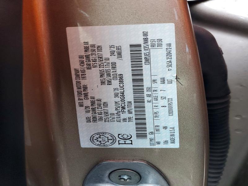 Aukcja sprzedaży 2020 Ford Escape, vin: 1FMCU0G64LUC38969, numer aukcji: 50579606