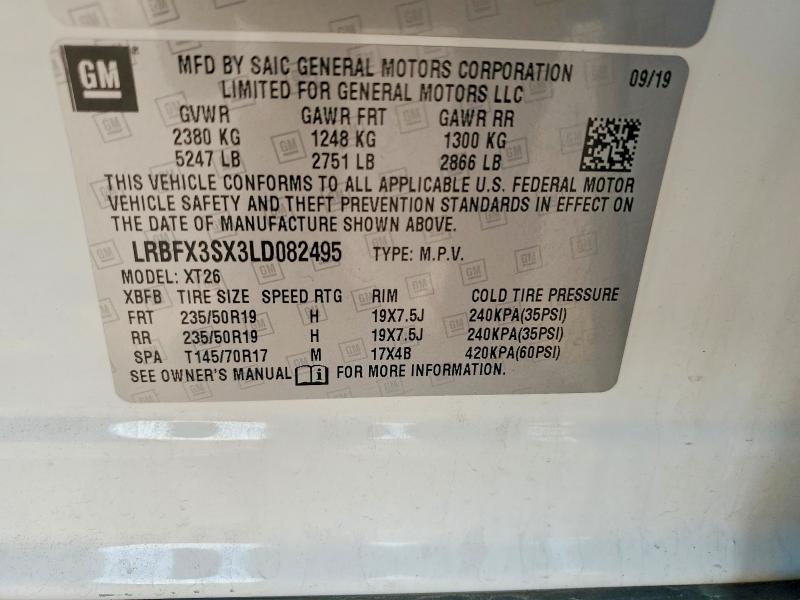 Продаж на аукціоні авто 2020 Buick Envision, vin: LRBFX3SX3LD082495, номер лоту: 49453666