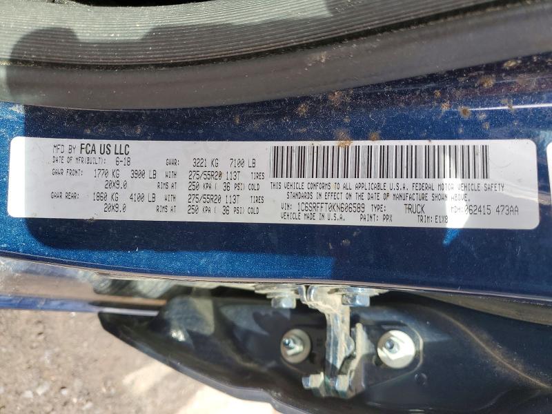 Aukcja sprzedaży 2019 Ram 1500, vin: 1C6SRFFT0KN606589, numer aukcji: 48243806