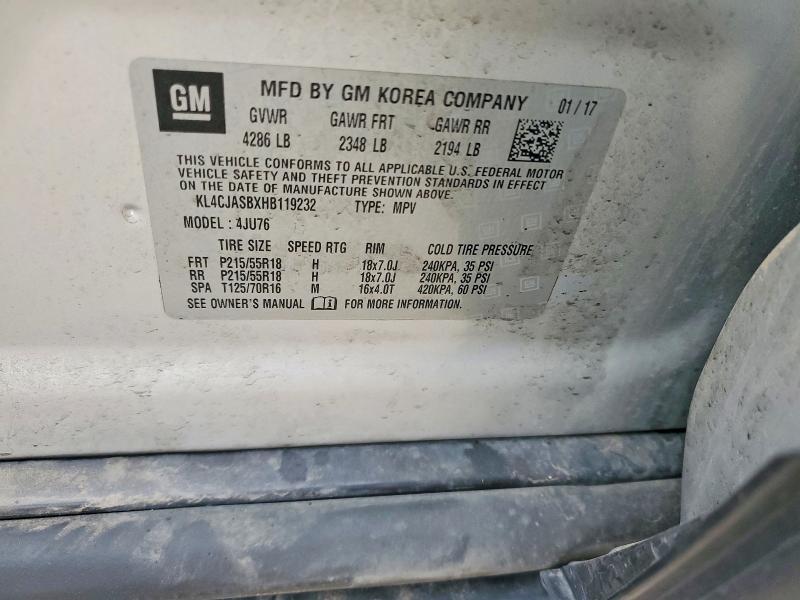 Aukcja sprzedaży 2017 Buick Encore, vin: KL4CJASBXHB119232, numer aukcji: 50944416