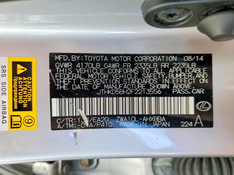 49486796 :رقم المزاد ، JTHKD5BH2F2213556 vin ، 2015 Lexus Ct مزاد بيع