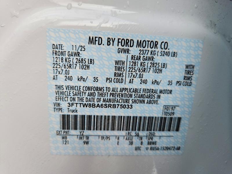 Продажа на аукционе авто 2025 Ford Maverick, vin: 3FTTW8BA6SRB75033, номер лота: 50778266