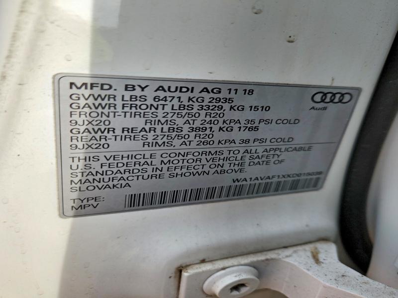 Aukcja sprzedaży 2019 Audi Q8, vin: WA1AVAF1XKD015039, numer aukcji: 49666276