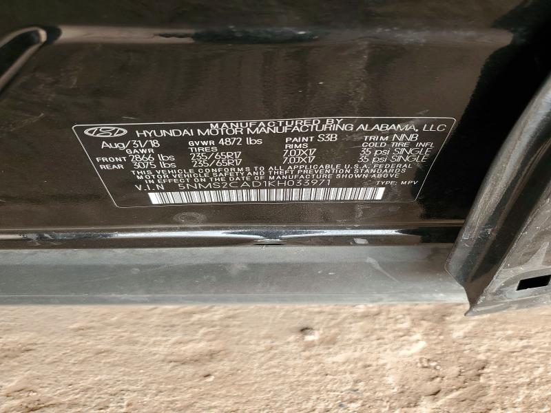50792506 :رقم المزاد ، 5NMS2CAD1KH033971 vin ، 2019 Hyundai Santa Fe مزاد بيع