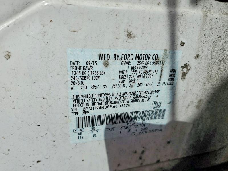 Продажа на аукционе авто 2015 Ford Edge, vin: 2FMTK4K86FBC03270, номер лота: 50225856