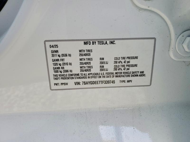 Продаж на аукціоні авто 2026 Tesla Model Y, vin: 7SAYGDEE7TF339745, номер лоту: 50946456
