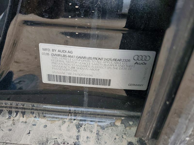 Продажа на аукционе авто 2006 Audi A4, vin: WAUAF78E26A045596, номер лота: 48512526