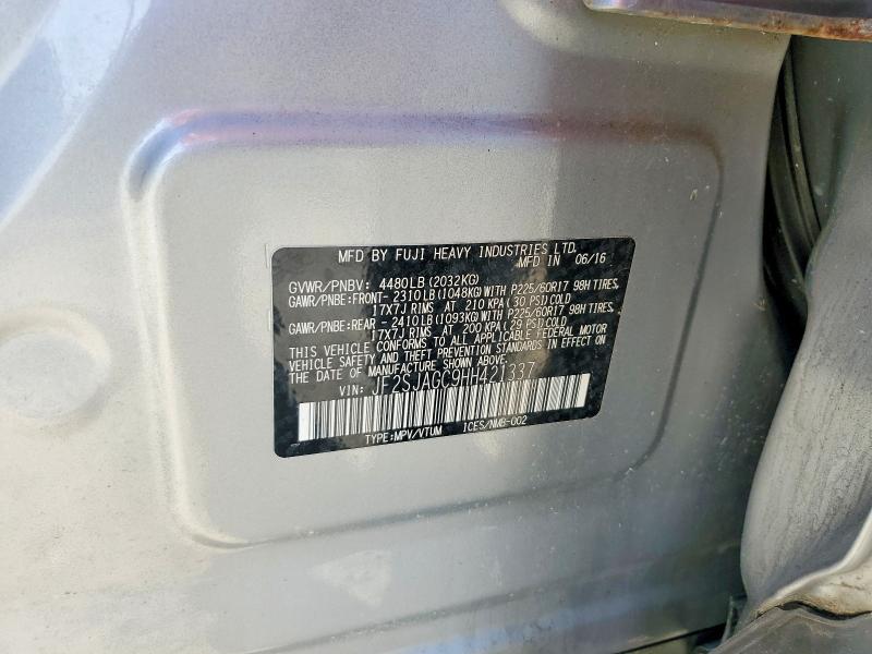 77940825 :رقم المزاد ، JF2SJAGC9HH421337 vin ، 2017 Subaru Forester مزاد بيع