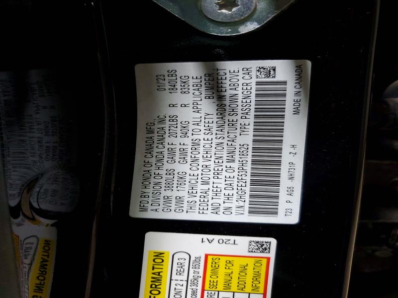 51676596 :رقم المزاد ، 2HGFE2F53PH518525 vin ، 2023 Honda Civic مزاد بيع