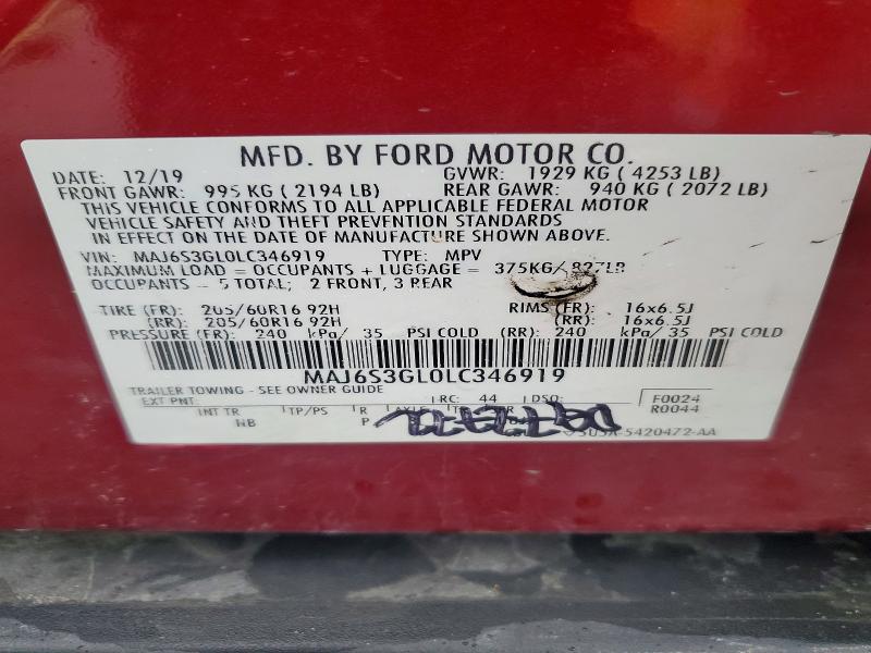 Продажа на аукционе авто 2020 Ford Ecosport, vin: MAJ6S3GL0LC346919, номер лота: 51683126