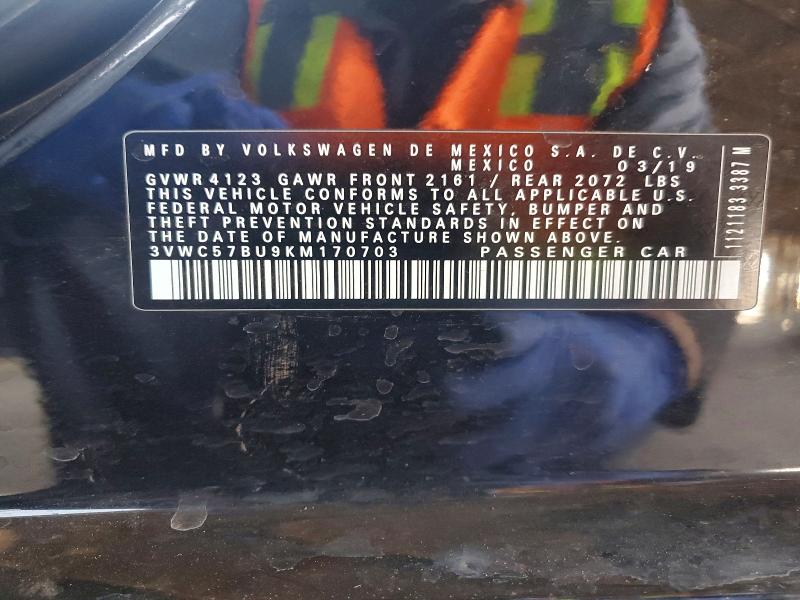 Продаж на аукціоні авто 2019 Volkswagen Jetta, vin: 3VWC57BU9KM170703, номер лоту: 51206406