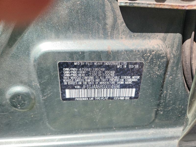 Aukcja sprzedaży 2016 Subaru Impreza, vin: JF1GJAA68GG014594, numer aukcji: 50719436